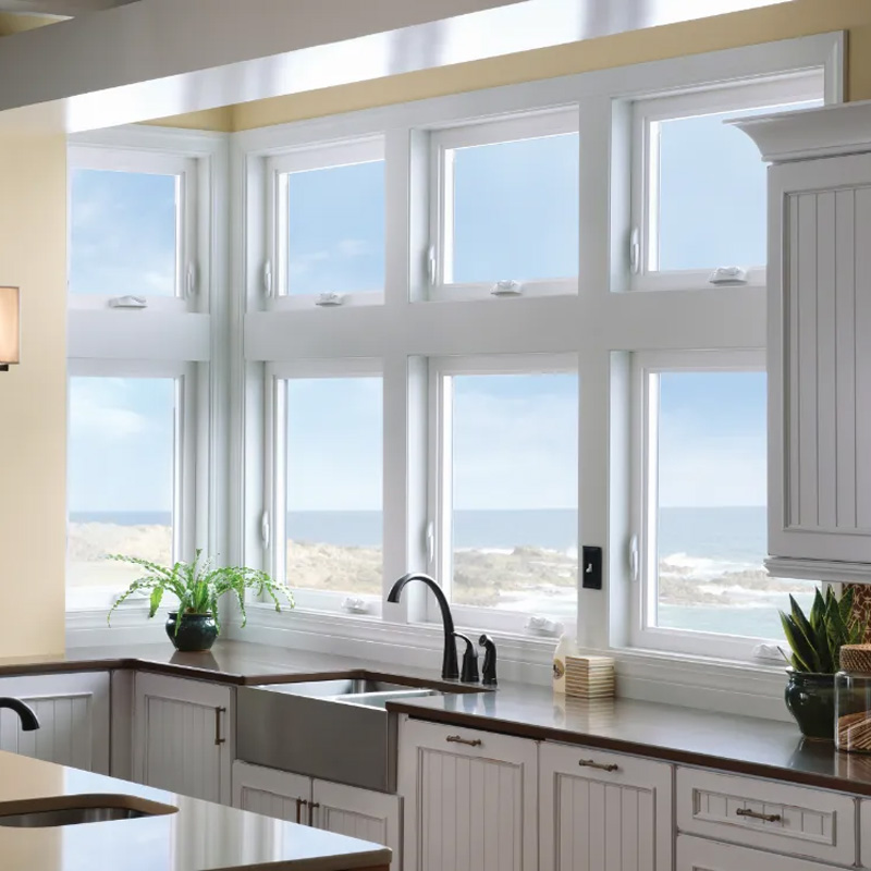 four windows in a home kitchen